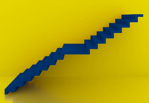 blue stairs in yellow background interior,3d