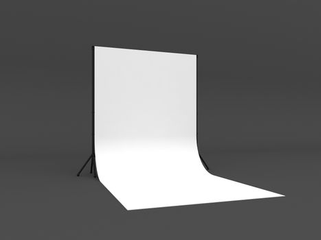  White Screen a isolated on grey background  ,3d rendering