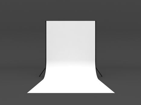  White Screen a isolated on grey background  ,3d rendering