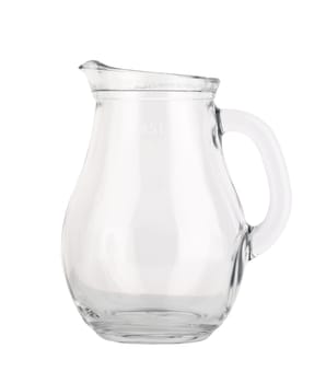 empty glass jug on white background