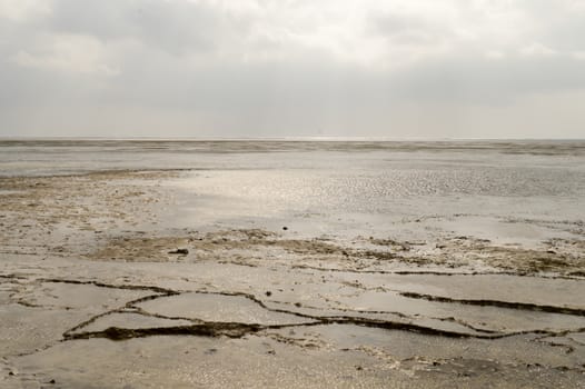 View of the beach and ocean at sunrise in Bamburi, Kenya