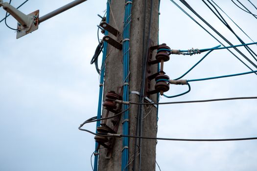 complicated arrangement of Thailand electric wire