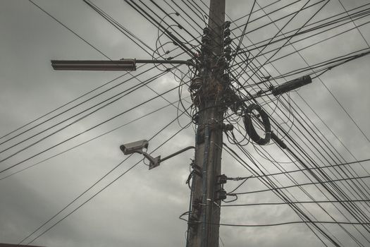 complicated arrangement of Thailand electric wire