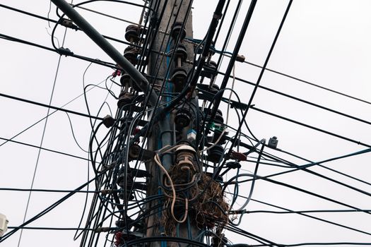 complicated arrangement of Thailand electric wire