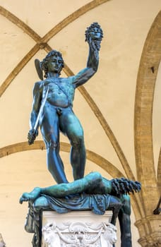 Perseus with the Head of Medusa sculpture created by Benvenuto Cellini at Piazza della Signoria, Florence, Tuscany, Italy