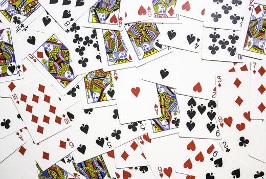 Closeup pattern of stack playing cards background
