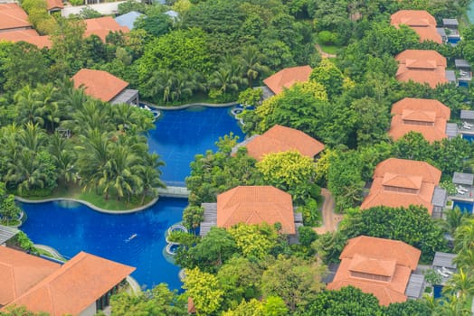 Bird's eye view of swimming pool at the hotel.