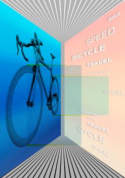 Abstract poster for cycling, bicycle advertising for tourism