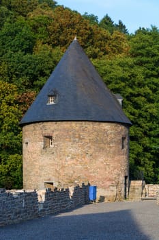 Partial view of an old castle from the Middle Ages.