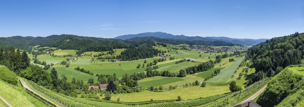 An image of a panoramic view from the Hochburg Emmendingen