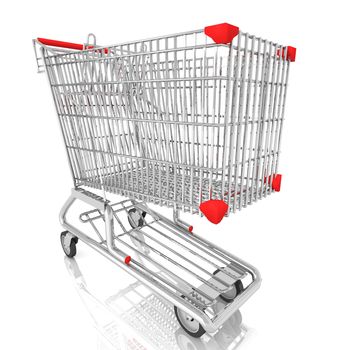 Shopping cart isolated on white,3d rendering