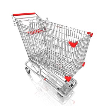 Shopping cart isolated on white,3d rendering