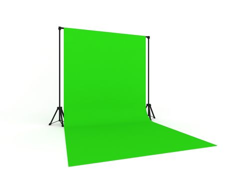 photo studio with green screen a isolated on white background