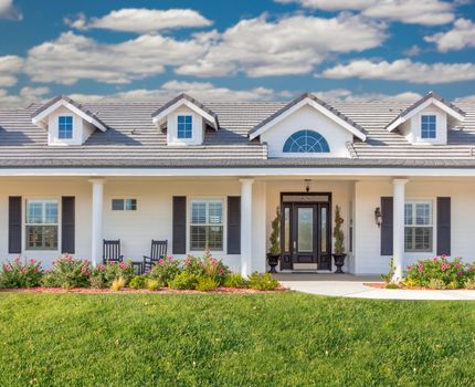 Beautiful Custom Built Home Facade and Yard.