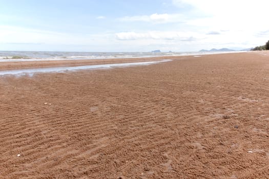 Sand on the beach of the blue sky in summer in nature