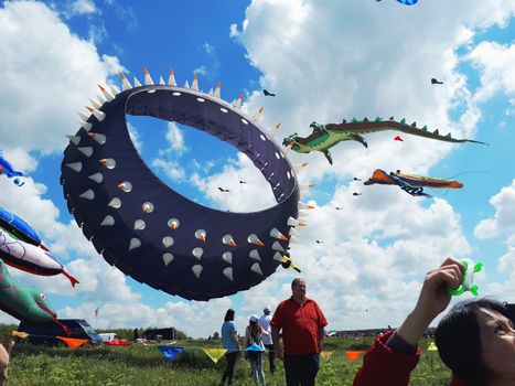 Tryhutty, Nikolaev, Ukraine - MAY 21, 2017: Tryhutty International Kite Festival 2017