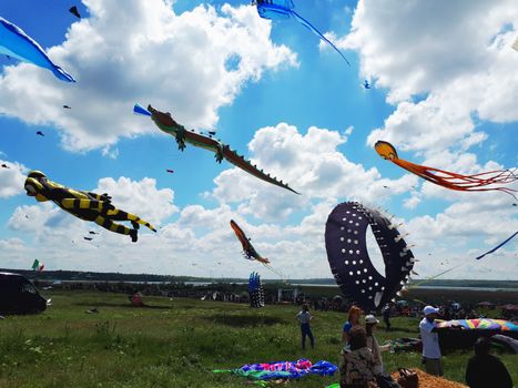 Tryhutty, Nikolaev, Ukraine - MAY 21, 2017: Tryhutty International Kite Festival 2017