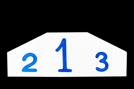 Sport Wooden podium with white numbers on a white background.
