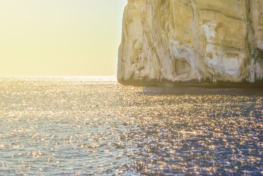 clear water sea with rocky coastline in Italy