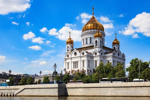 The Cathedral of Christ the Saviour, view from the Moskva River, Moscow, Russia