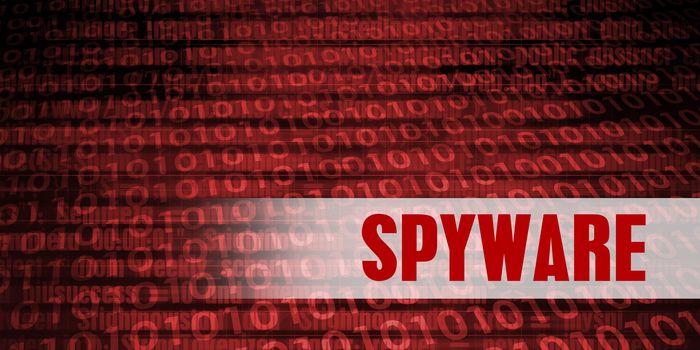 Spyware Security Warning on Red Binary Technology Background