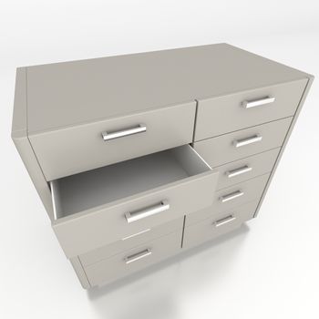 cupboard with opened empty drawer