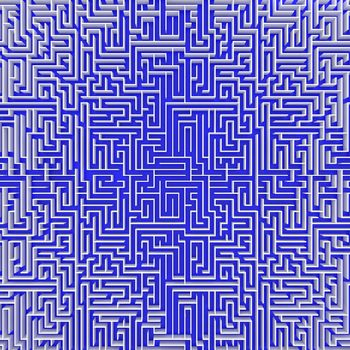 top view of endless maze 3d illustration