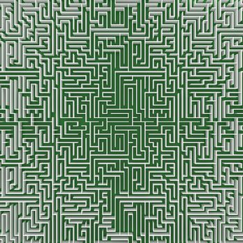 top view of endless maze 3d illustration