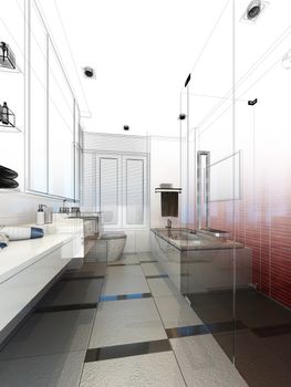 abstract sketch design of interior bathroom