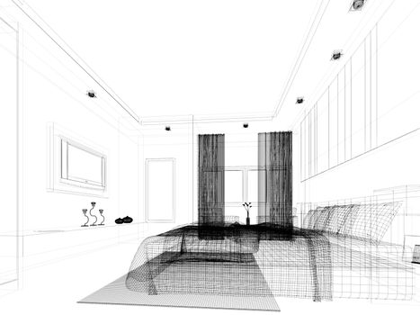 abstract sketch design of interior bathroom