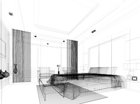 abstract sketch design of interior bedroom