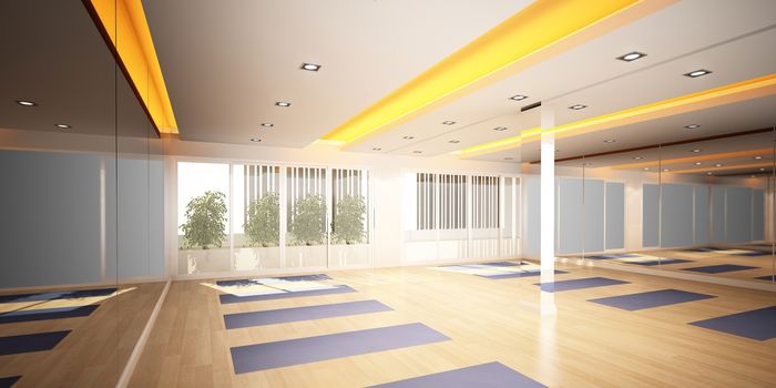 abstract sketch design of interior yoga room