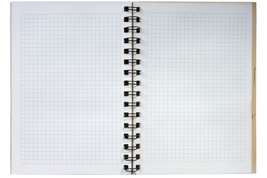 Open notebook with clean sheets in a box