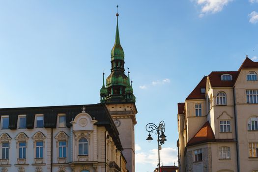 Beautiful facades of the historical buildings in Brno.