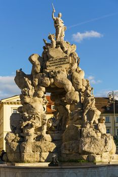 View of historical statue in Zelny trh square, city Brno czech republic .