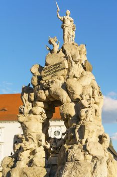 View of historical statue in Zelny trh square, city Brno czech republic .