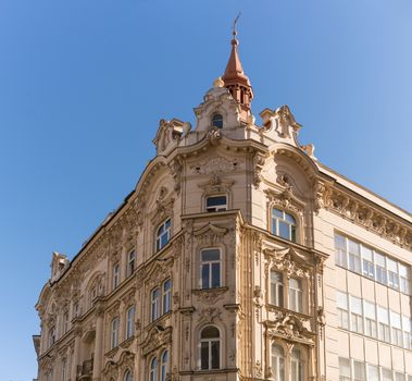 Beautiful facades of the historical building in Brno.