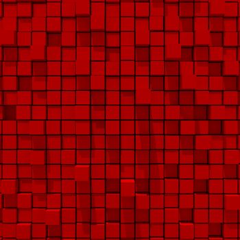 3d rendering of red cubic random level background.