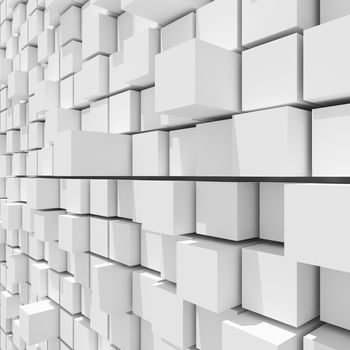 3d rendering of white geometry random level background.