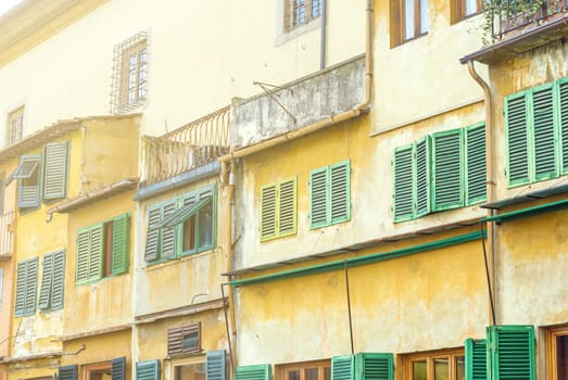 A view of a detail of the Old Bridge (Ponte Vecchio) in Florence