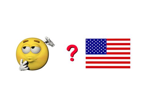 emoticon questioning the usa isolated in white background