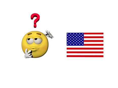 emoticon questioning the usa isolated in white background