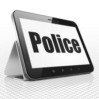 Law concept: Tablet Computer with black text Police on display, 3D rendering