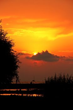 Evening summer sunset on the Black Sea.