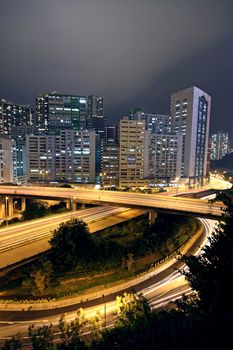 business area of hongkong at night