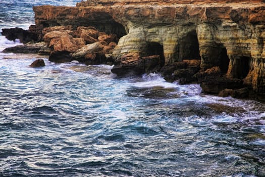 Sea caves near Cape Greko. Cuprus, Ayia Napa