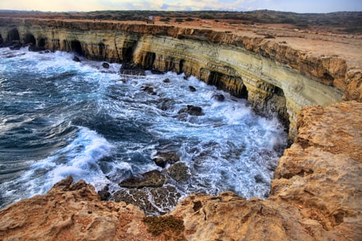 Sea caves near Cape Greko. Cuprus, Ayia Napa