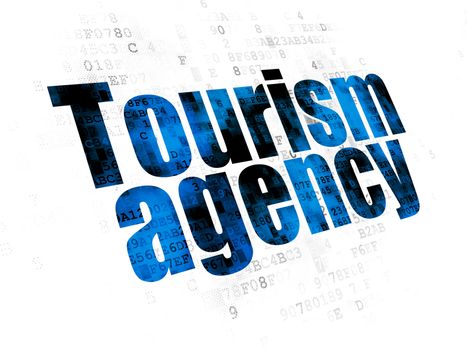 Tourism concept: Pixelated blue text Tourism Agency on Digital background