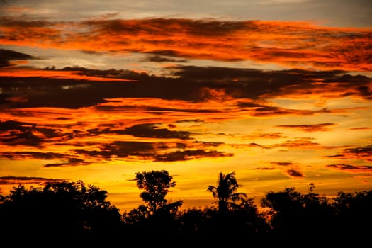 power red sky in evening