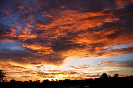 power red sky in evening